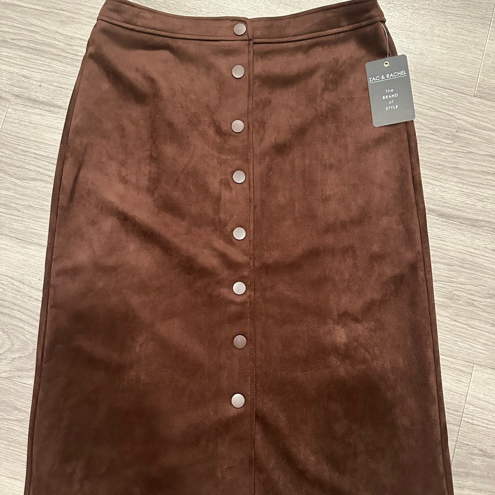 Brown suede midi skirt
